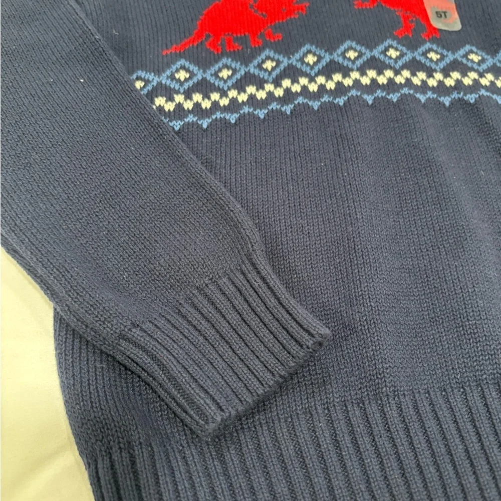 Children’s Place Dino Sweater | Navy Fair Isle | Size 5T | NWT